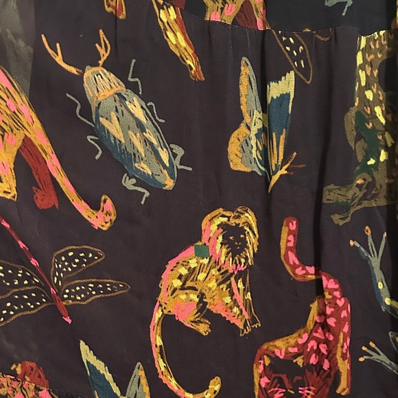 FARM Rio Black abstract jungle tiered full maxi skirt ONLY M - Picture 5 of 7